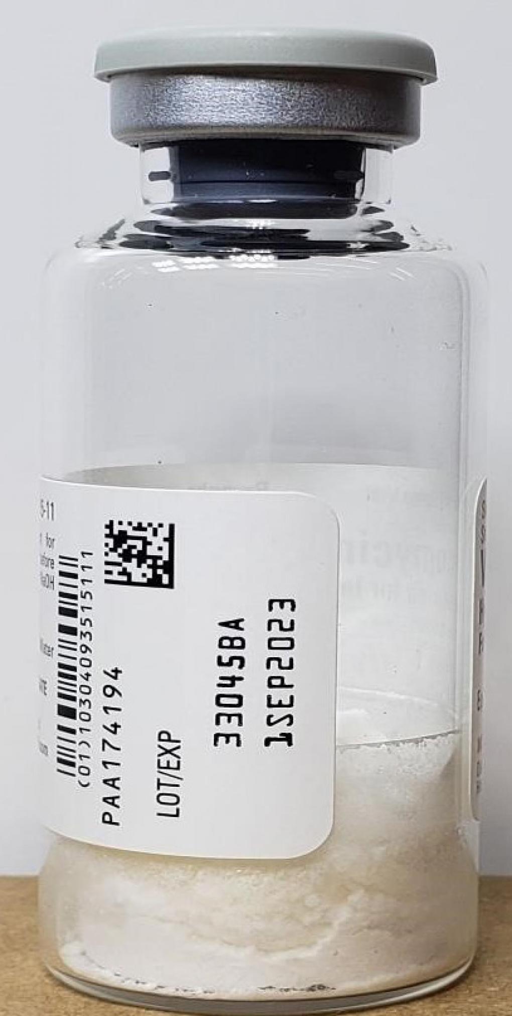 Vial of Vancomycin Hydrochloride Injection USP affected by the Hospira recall. Source: fda.gov