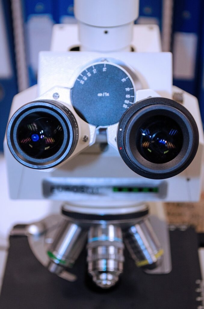 operator view of a microscope